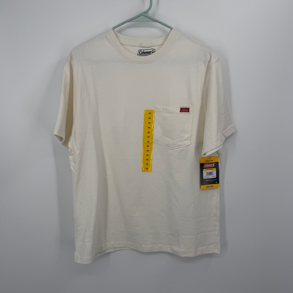 Coleman Pocket‎ T-Shirt Mens Medium Antique White Cotton Short Sleeve SACS6C6844